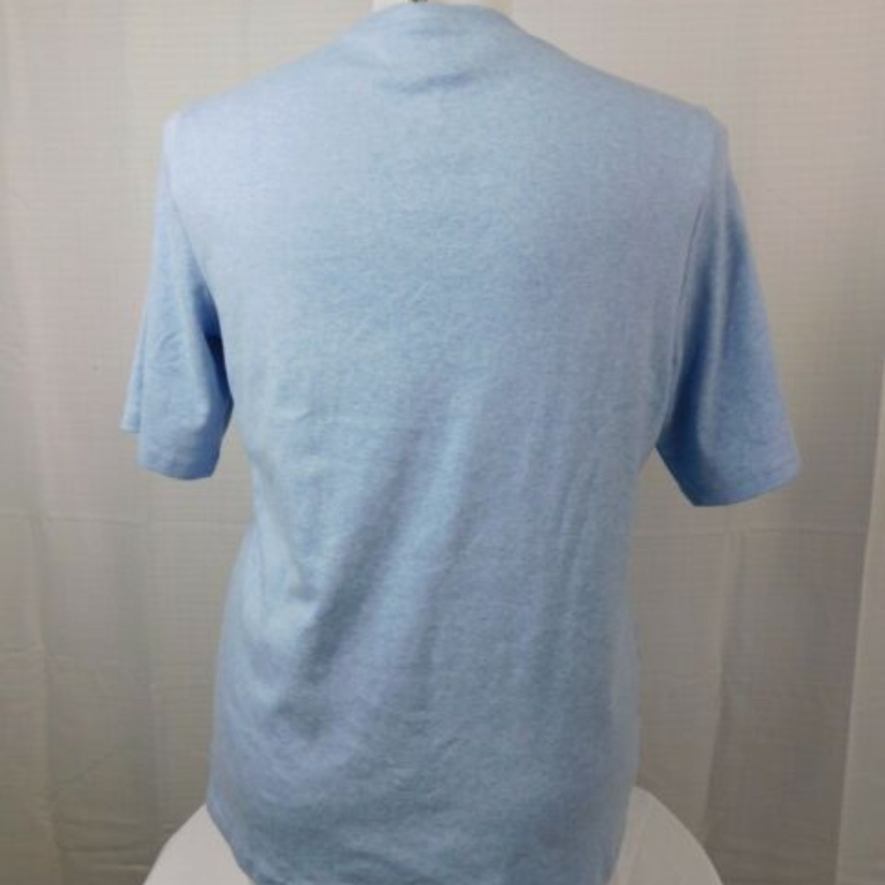 Karen Scott Blue V-neck Tee with Button Detail - Picture 5 of 5